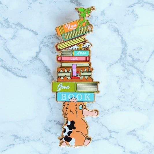 Runaway with a Good Book Enamel Pin