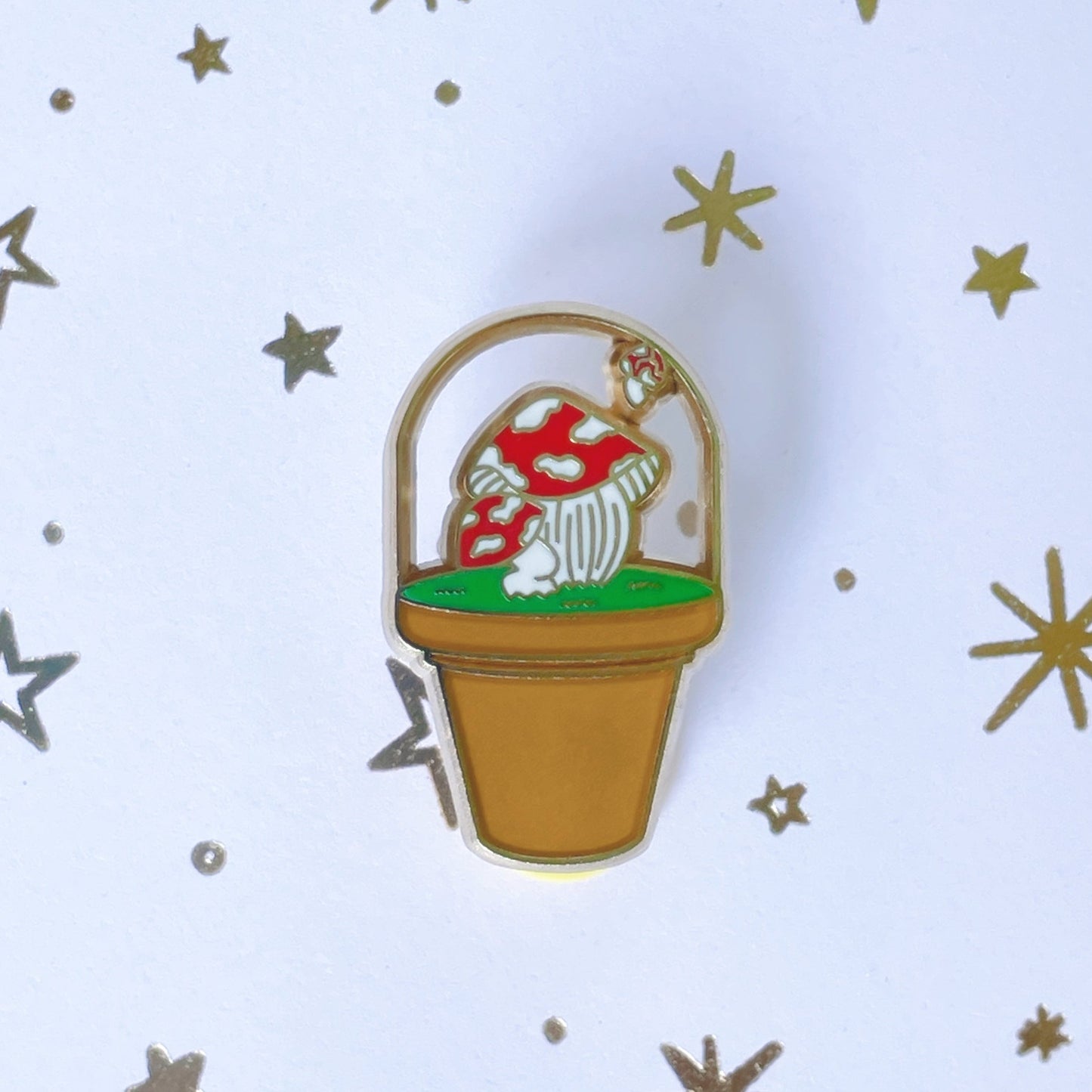 Jumping Shrooms Plant Enamel Pin