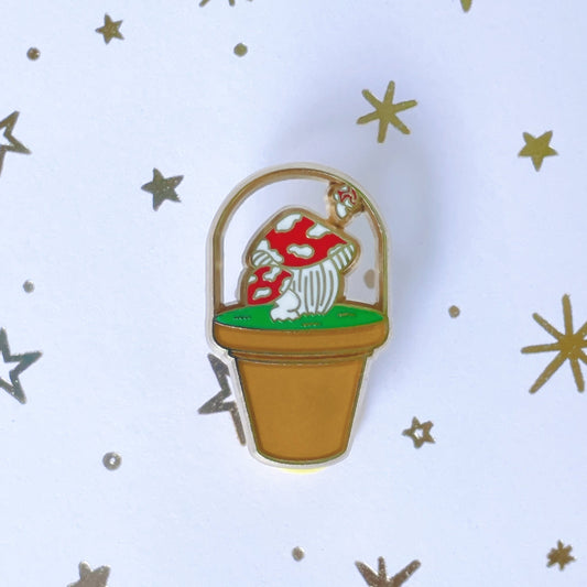 Jumping Shrooms Plant Enamel Pin