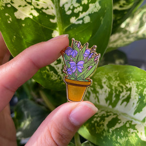 Butterfly Bloom Plant Enamel Pin